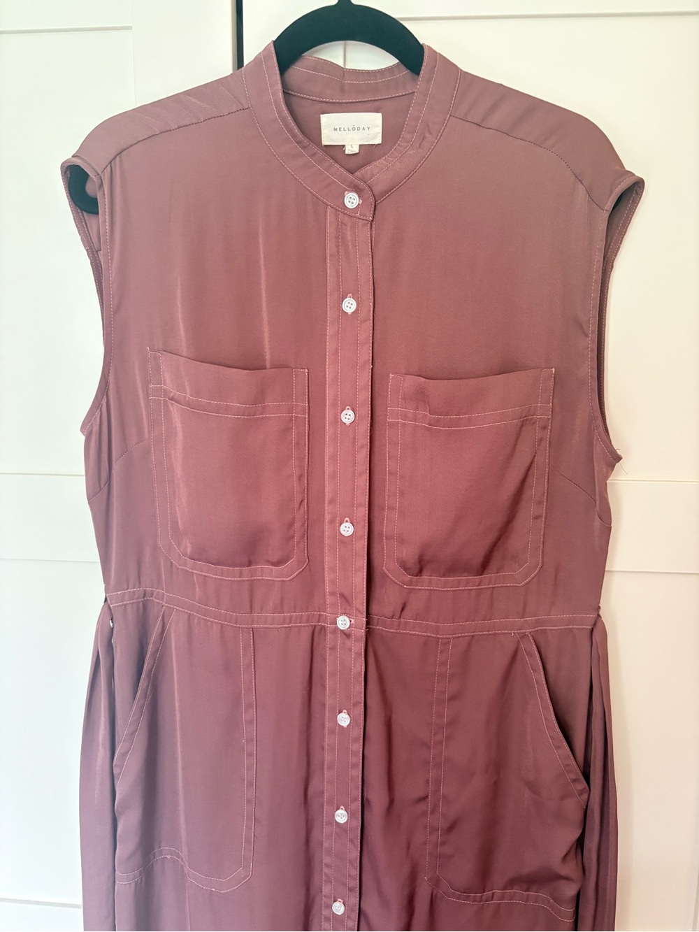 MELLODAY Mauve Sleeveless Button-Front Midi Dress